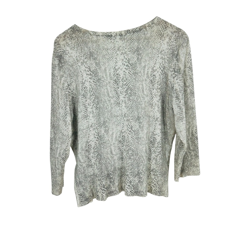 White House Black Market Snakeskin Sequin Cardigan XL Gray Animal Print Sweater - Picture 3 of 7